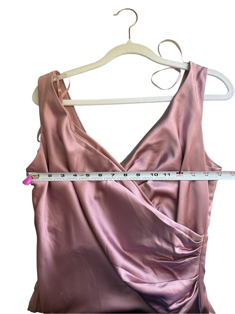 Le Chateau Satin Draped Midi Dress in Dusty Rose Size M Cocktail Formal Wedding - Picture 6 of 16